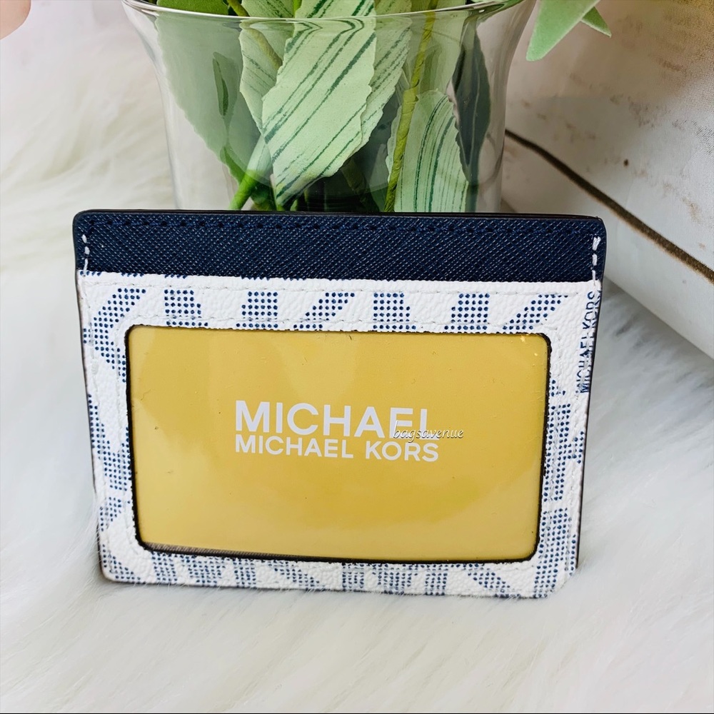 Michael Kors leather navy card holder blue white - Picture 3 of 6